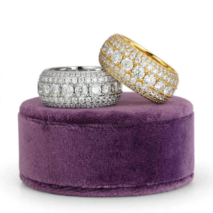 3 Row Ring Lab Grown Stones