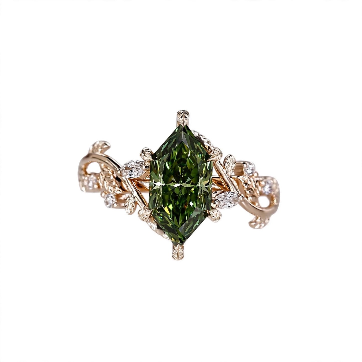 Green Marquise IGI Ring