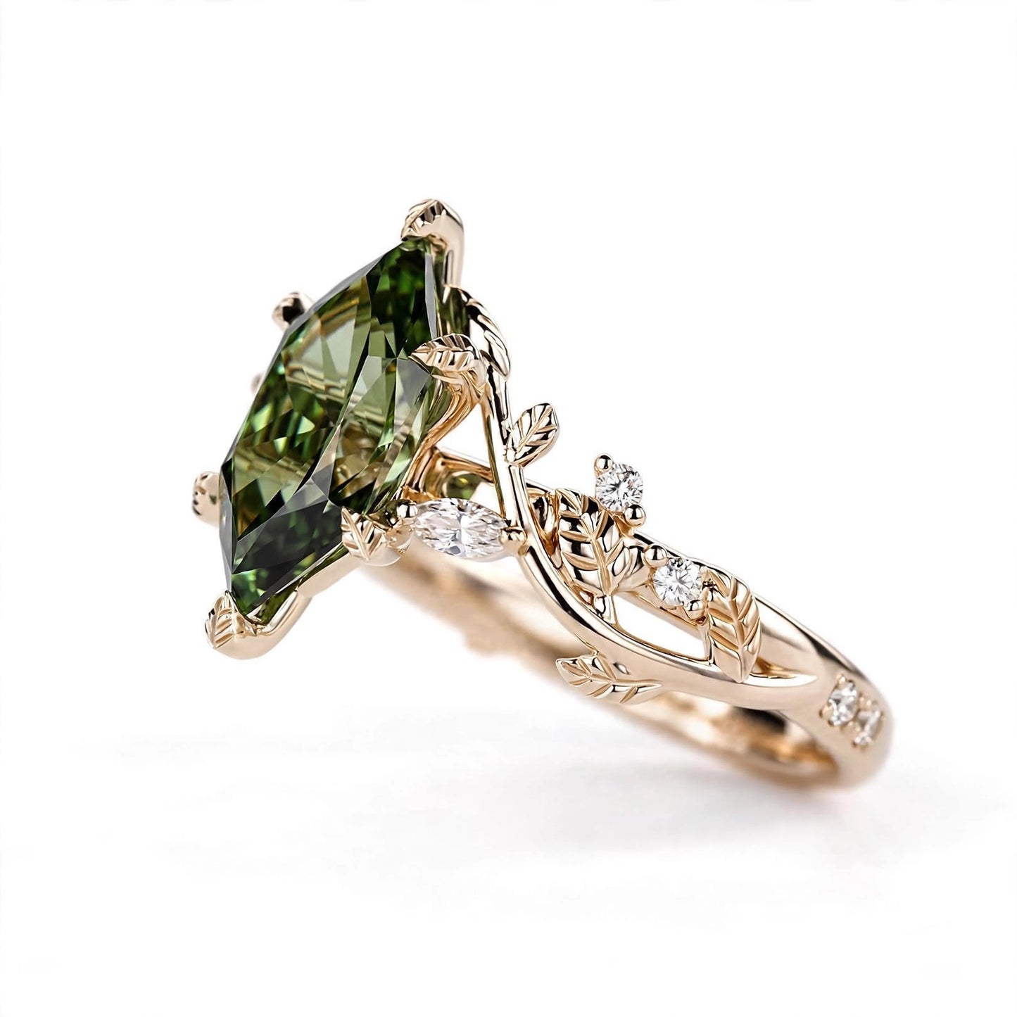 Green Marquise IGI Ring