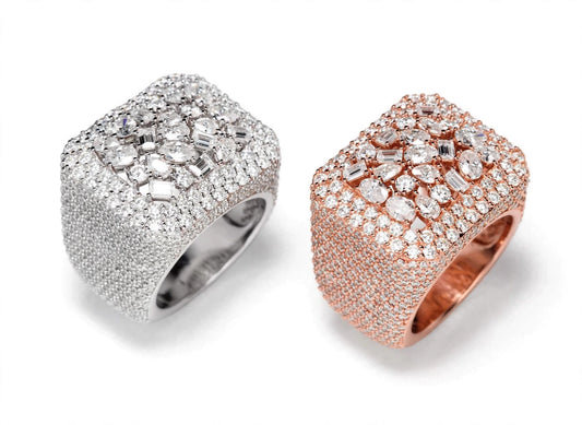 Paved Square Statement Ring