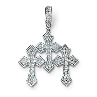 VVS TRIPLE CROSS BAGUETTE PENDANT