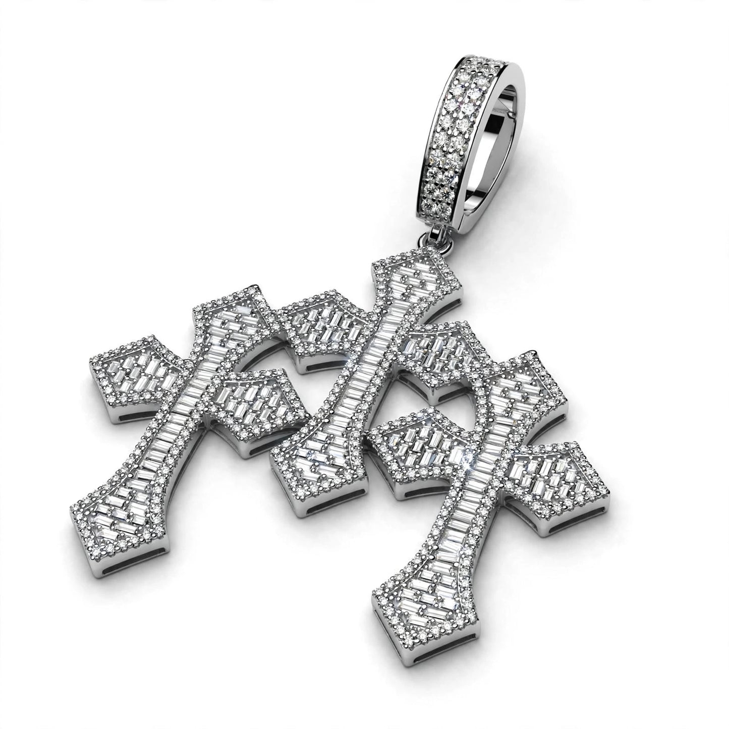 VVS TRIPLE CROSS BAGUETTE PENDANT