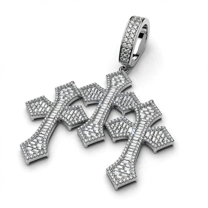 VVS TRIPLE CROSS BAGUETTE PENDANT