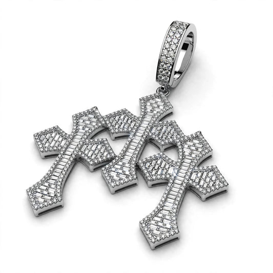 VVS TRIPLE CROSS BAGUETTE PENDANT